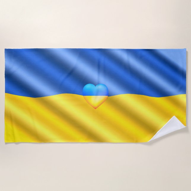 Ukraine Drapeau Plage Serviette Coeur - Liberté (Devant)