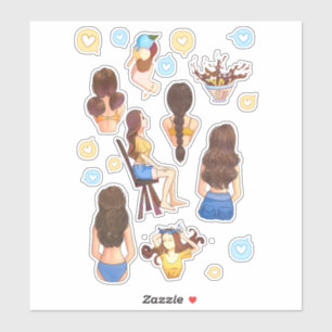 Ukraine filles mignonnes stickers bleu et jaune