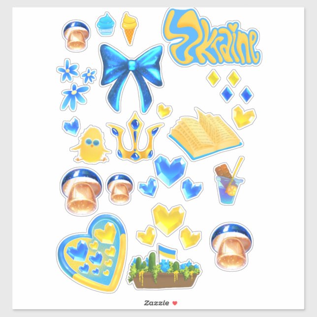 Ukraine scrapbook stickers blue yellow (Feuille)