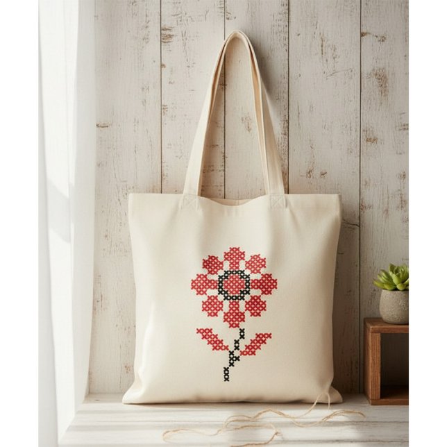 Ukrainian Embroidery Flower Cross Stitch Tote Bag (Créateur téléchargé)