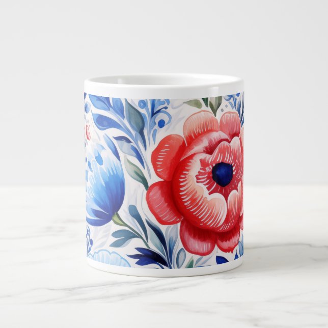 Ukrainian folk art pattern X-Large Coffee Mug (Devant)