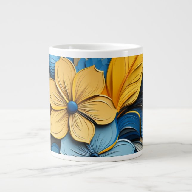 Ukrainian motifs blue and yellow X-Large Mug (Devant)