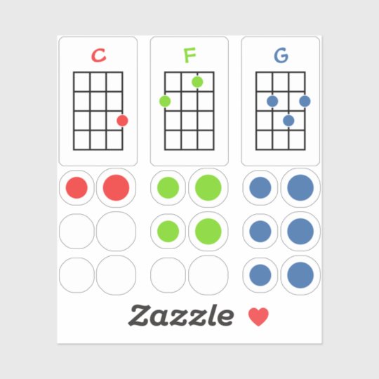 Ukulele Chord Stickers Pour Apprendre Les Accords Zazzle Fr