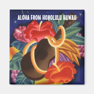 UKULELE HAWAII VOYAGE SOUVENIR MAGNET ~ PERSONNALI