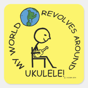Ukulele - Le monde tourne autour du Sticker Carré