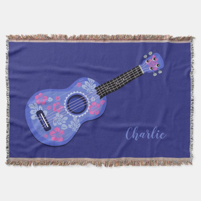 Ukulele nom personnalisé jeter couverture (Devant)