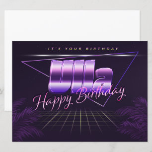 Ulla Name Prénom lila retro Carte Anniversaire