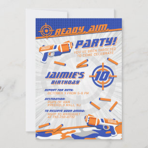 Ultimate Dart Gun Invitation Anniversaire