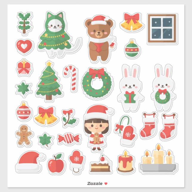 Ultime plaisir de Noël Kawaii ! Méga autocollant (Feuille)