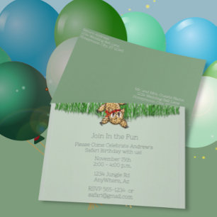 Ultra mignon Safari Leopard Invitations d'annivers