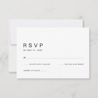 Ultra Minimaliste Carte de Réponse de Mariage Prop