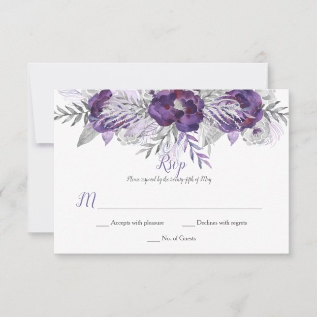 Ultra violet Lavender gris Roses RSVP (Devant)