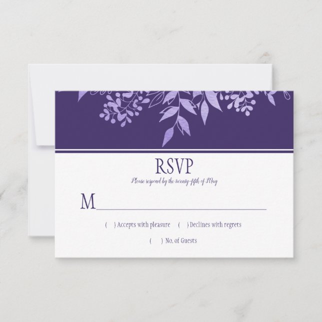 Ultra violet Motif feuille aquarelle RSVP (Devant)