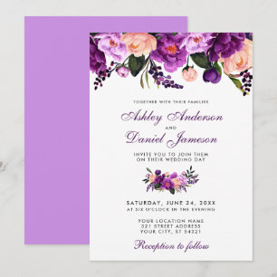 Ultra violet violet Faire-part de mariage floral V