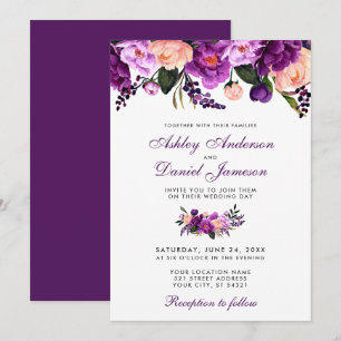 Ultra violet violet Faire-part de mariage floraux