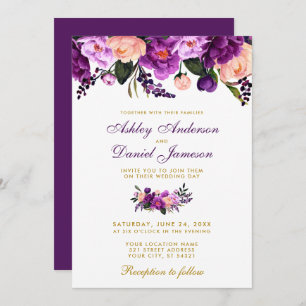 Ultra violet violet Faire-part de mariage or PB