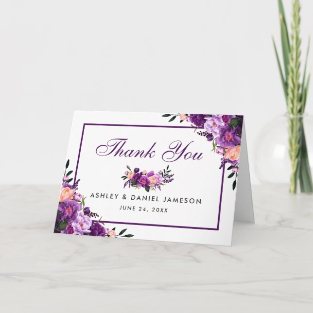 Ultra violet violet Mariage Floral Merci Note PF (Devant)