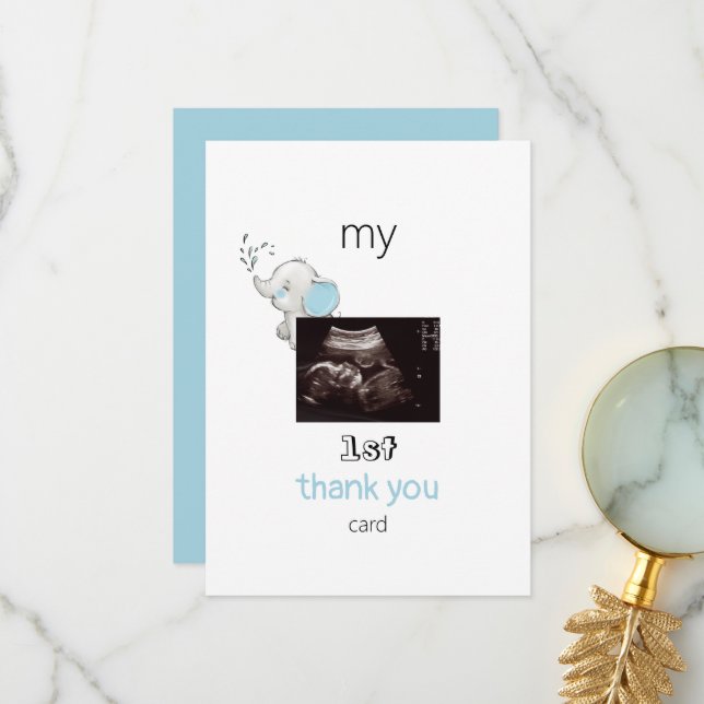 Ultrasound Funny 1st Carte de remerciements Baby V (Devant/Arrière en situation)