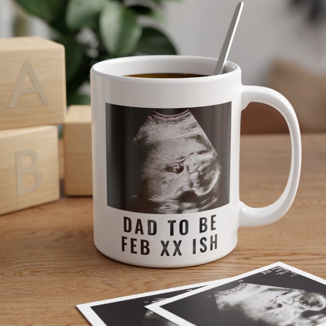 Ultrasound Photo Papa doit être une tasse de café (Ultrasound Photo Dad to Be Coffee Mug with space for your photo and name)