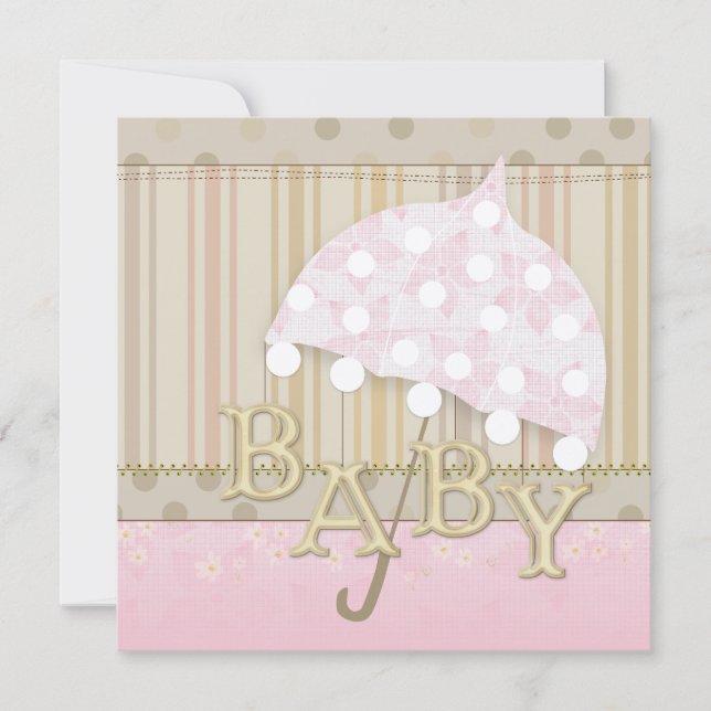 Umbrella Baby Shower Invitations (Devant)
