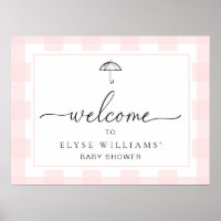 Umbrella Rose En vichy Affiche de bienvenue