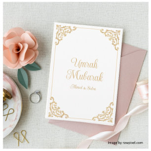 Umrah Mubarak Barre Baroque en Or Blanc Carte de V