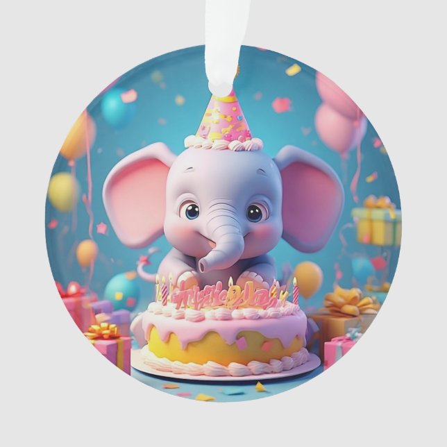 Un adorable éléphant de dessin animé célèbre l'ann (devant)