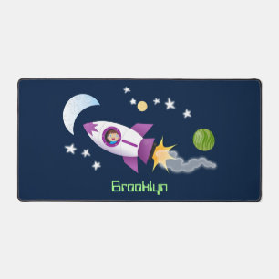 Un adorable vaisseau-fusée dans l'espace dessin an