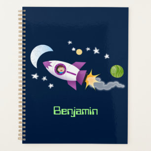 Un adorable vaisseau-fusée dans l'espace dessin an