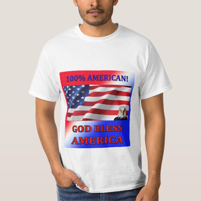 Un Américain-Dieu 100% bénissent le T-shirt des (Devant)