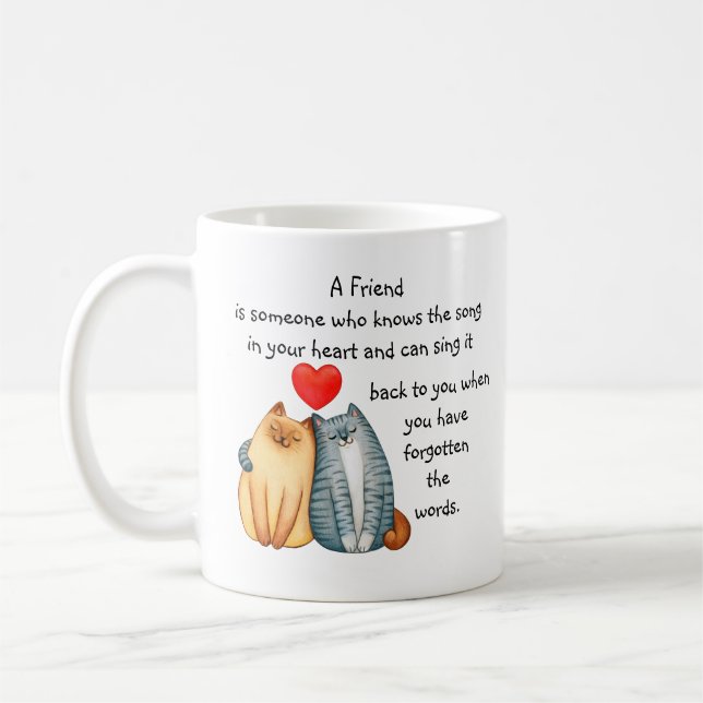 Un Ami Aimé Aimer Citation Cute Cats Mug (Gauche)