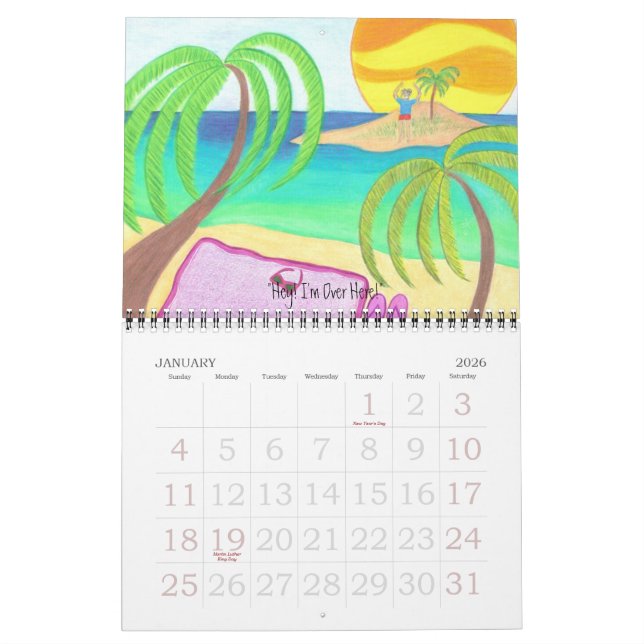 Un an à la plage Calendrier (Jan 2026)