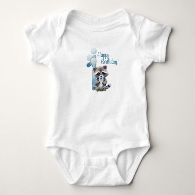 "Un an" – Body pour premier anniversaire bleu pour (Devant)