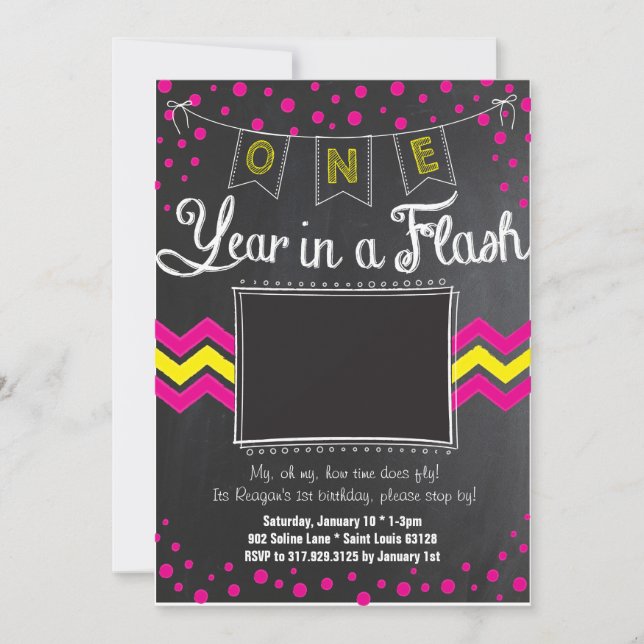 Un An Dans Une Invitation Flash Anniversaire (Devant)