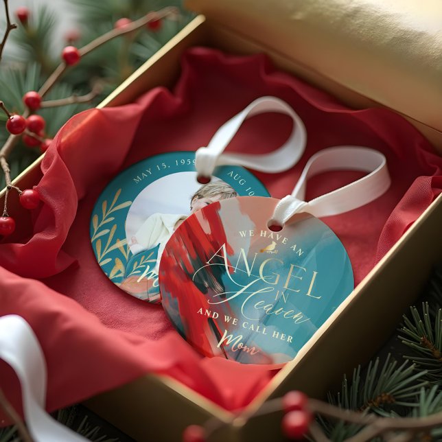 Un Ange Au Ciel Mémorial Du Cardinal Rouge Photo (An Angel In Heaven Red Cardinal Mom Memorial Photo Ornament)