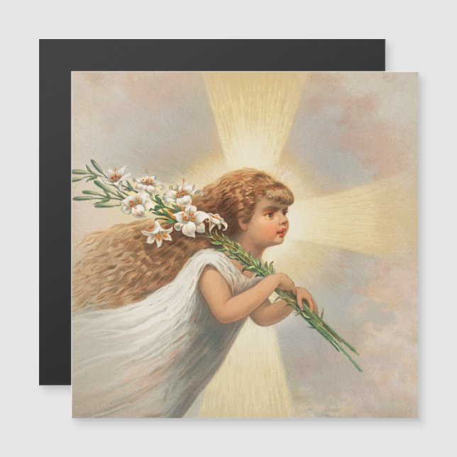 Un ange dans le ciel tenant des lys Noël (Devant / Derrière)