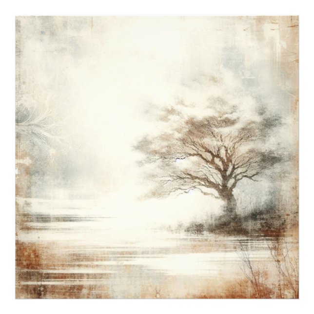 Un arbre dans la brume Ancien Graphisme de photo (Devant)