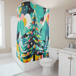 Un arbre de Noël illustration 1 - Rideau de douche