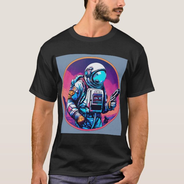 Un astronaute muni d'un pistolet : T-shirt du guer (Devant)