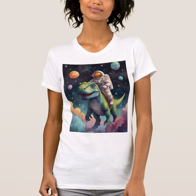 Un astronaute sur Dino dans l'espace T-shirt (Devant)