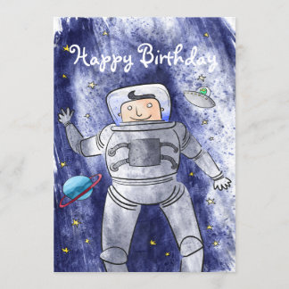 Un astronaute sur la carte d'anniversaire spatiale