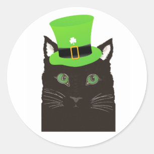 Un autocollant de chat cool avec un chapeau vert