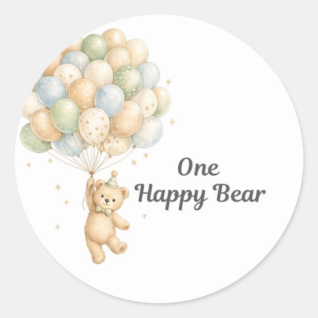 Un autocollant d'ours heureux (Devant)
