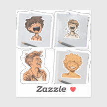 Un autocollant pour un groupe de personnages d'ani