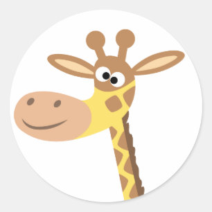 Un autocollant rond de girafe de dessin animé