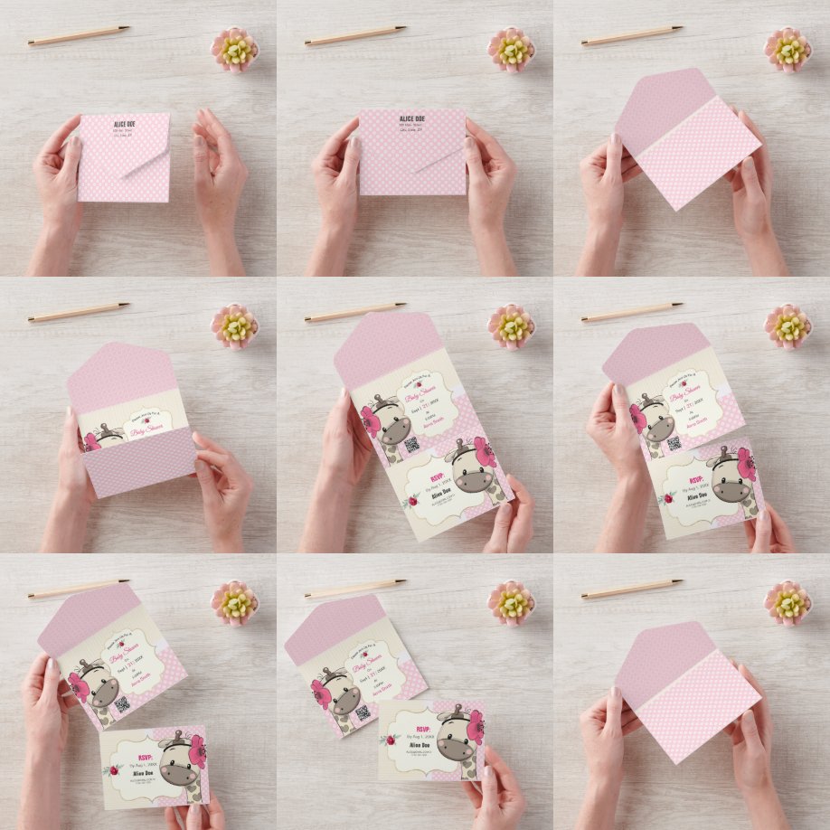 Un Baby Girl Giraffe Douche tout en une invitation
