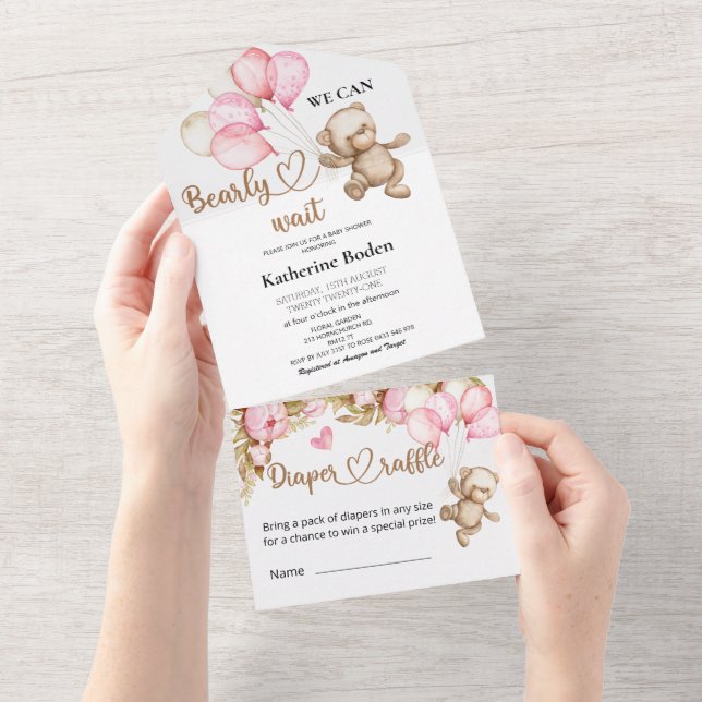 Un Baby shower Ours En Teddy Tout En Une Invitation (Déchirure)
