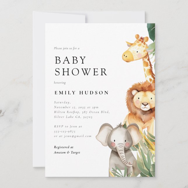 Un Baby shower Safari un peu sauvage Invitation (Devant)