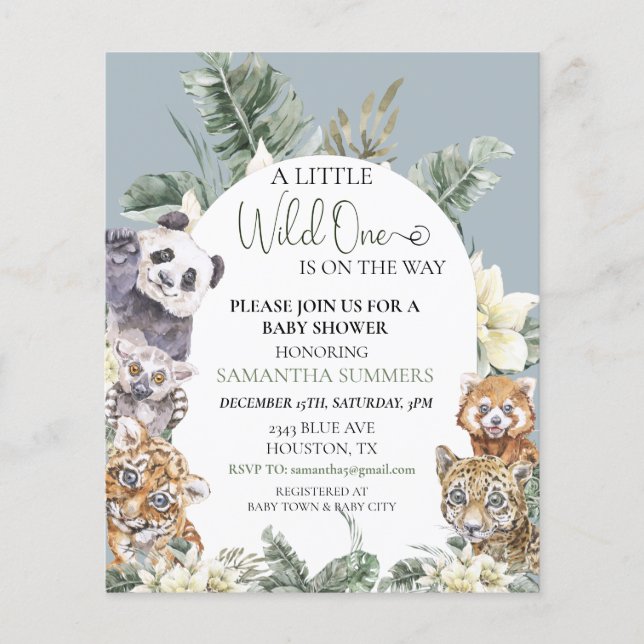 Un Baby shower sauvage Budget animal de la jungle  (Devant)