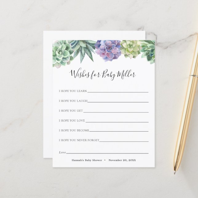 Un Baby shower Succulent pour le bébé (Devant/Arrière en situation)